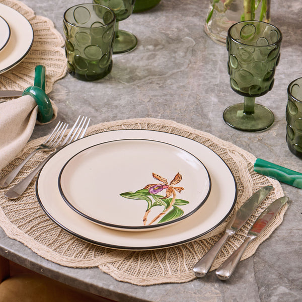 SET 4 PRATOS DE SOBREMESA CERÂMICA FLORES RARAS