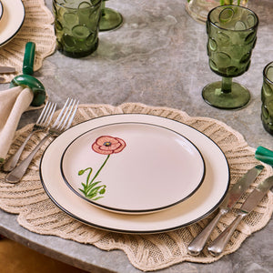 SET 4 PRATOS DE SOBREMESA CERÂMICA FLORES RARAS