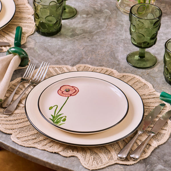 SET 4 PRATOS DE SOBREMESA CERÂMICA FLORES RARAS