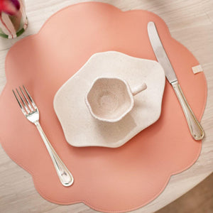 JOGO AMERICANO DUPLA FACE IMPERMEÁVEL REDONDO FLOR ROSA E VINHO 42 CM