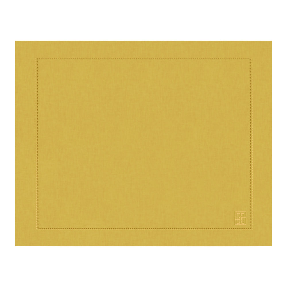 JOGO AMERICANO LINHO PURO BARRA LARGA PREMIUM AMARELO 50X39 CM