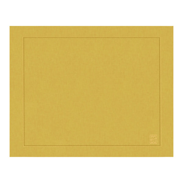 JOGO AMERICANO LINHO PURO BARRA LARGA PREMIUM AMARELO 50X39 CM