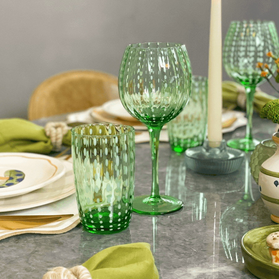 TAÇA DE VIDRO DOTS VERDE 15 X 22,5 (H) CM