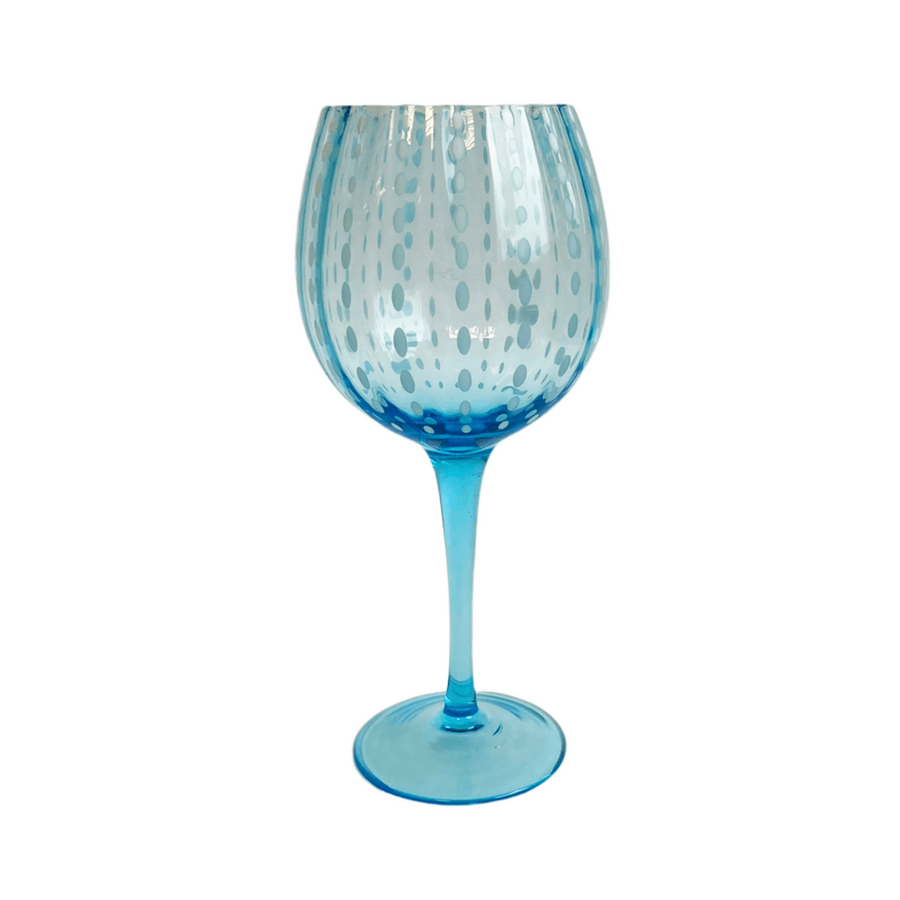 TAÇA DE VIDRO DOTS AZUL 15 X 22,5 (H) CM