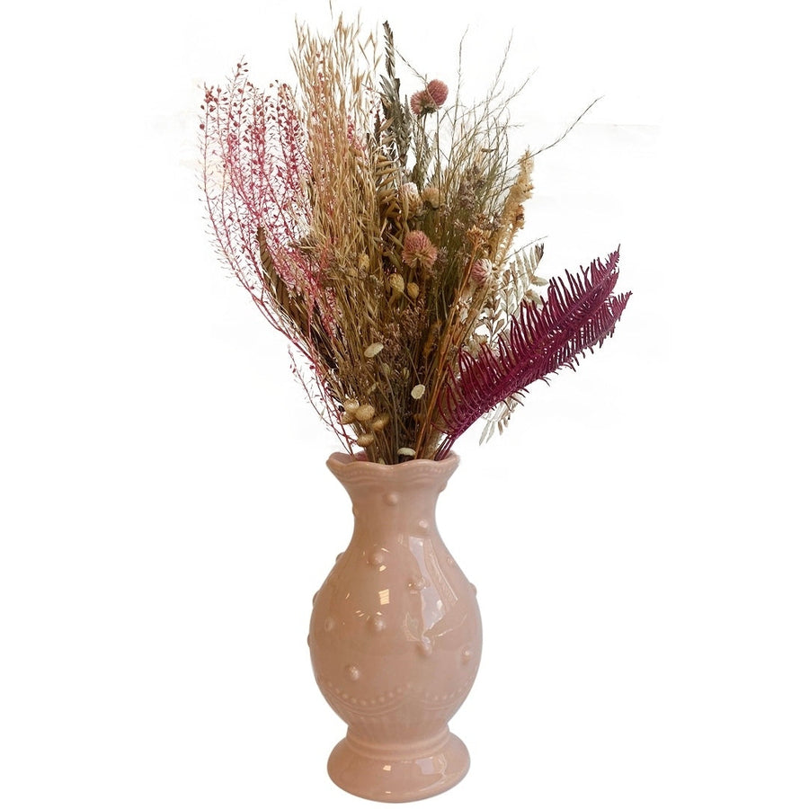 VASO BOLINHAS COM FLORES SECAS BOTANIKLAB ROSA