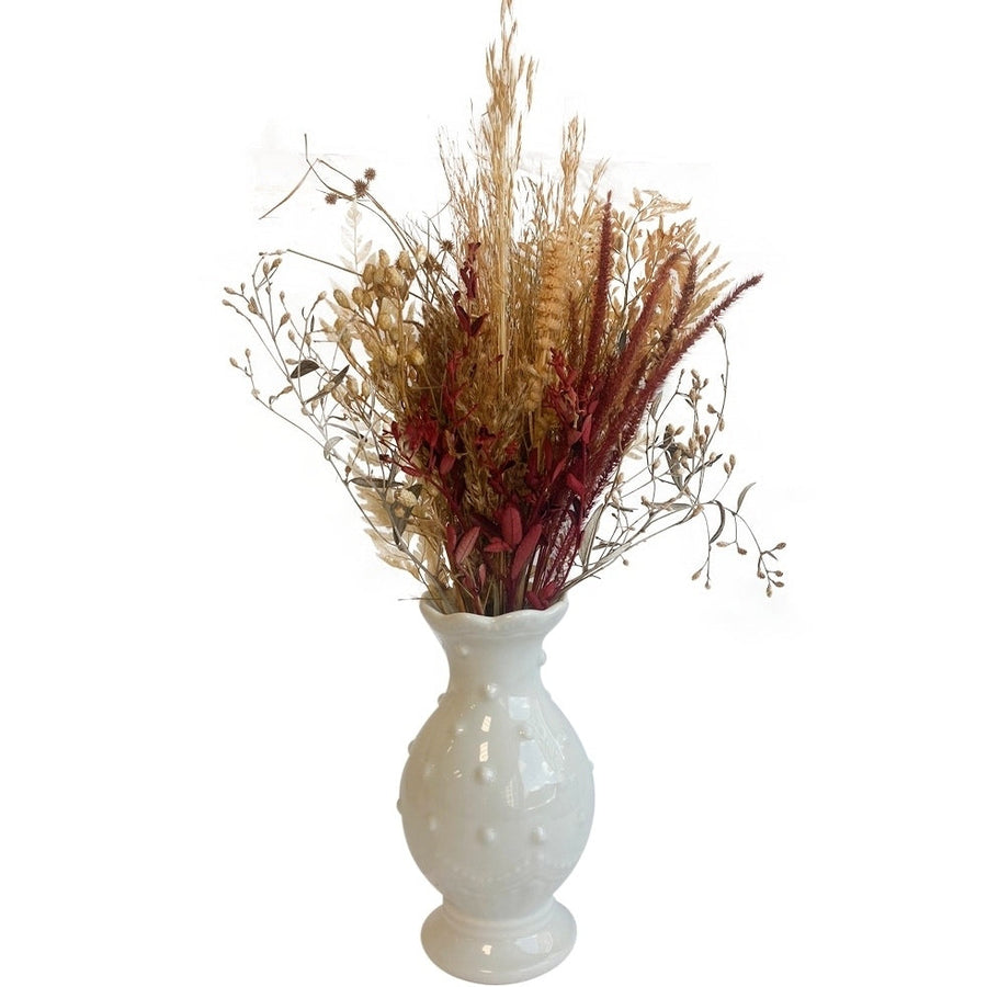 VASO BOLINHAS COM FLORES SECAS BOTANIKLAB OFF WHITE