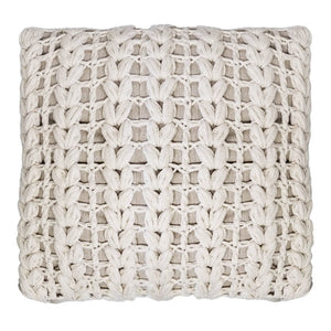 CAPA DE ALMOFADA TRICOT MANUAL TRANÇA  NATURAL 50X50CM