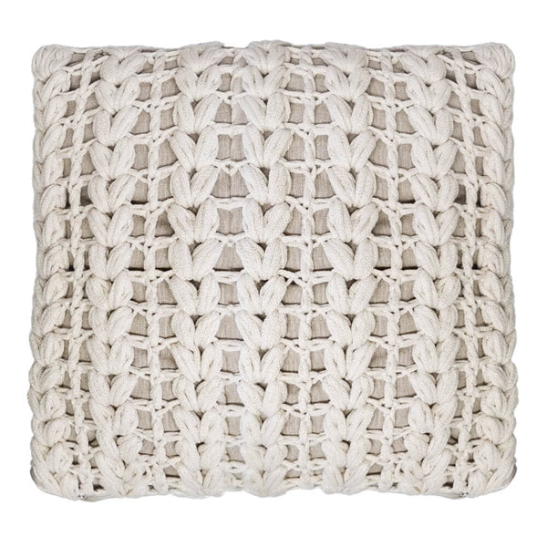 CAPA DE ALMOFADA TRICOT MANUAL TRANÇA  NATURAL 50X50CM