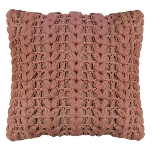 CAPA DE ALMOFADA TRICOT MANUAL TRANÇA TERRACOTA 50X50CM