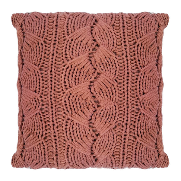 CAPA DE ALMOFADA TRICOT MANUAL GOMOS TERRACOTA 50X50CM