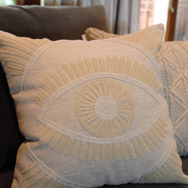 CAPA DE ALMOFADA LINHO PES EYE BEGE 50X50 CM