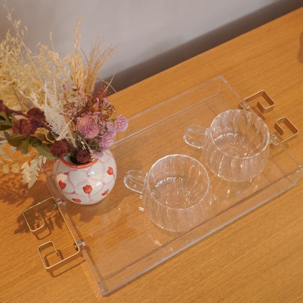 BANDEJA ACRILICO GOLD  25 X 35 X 4,5(H) CM