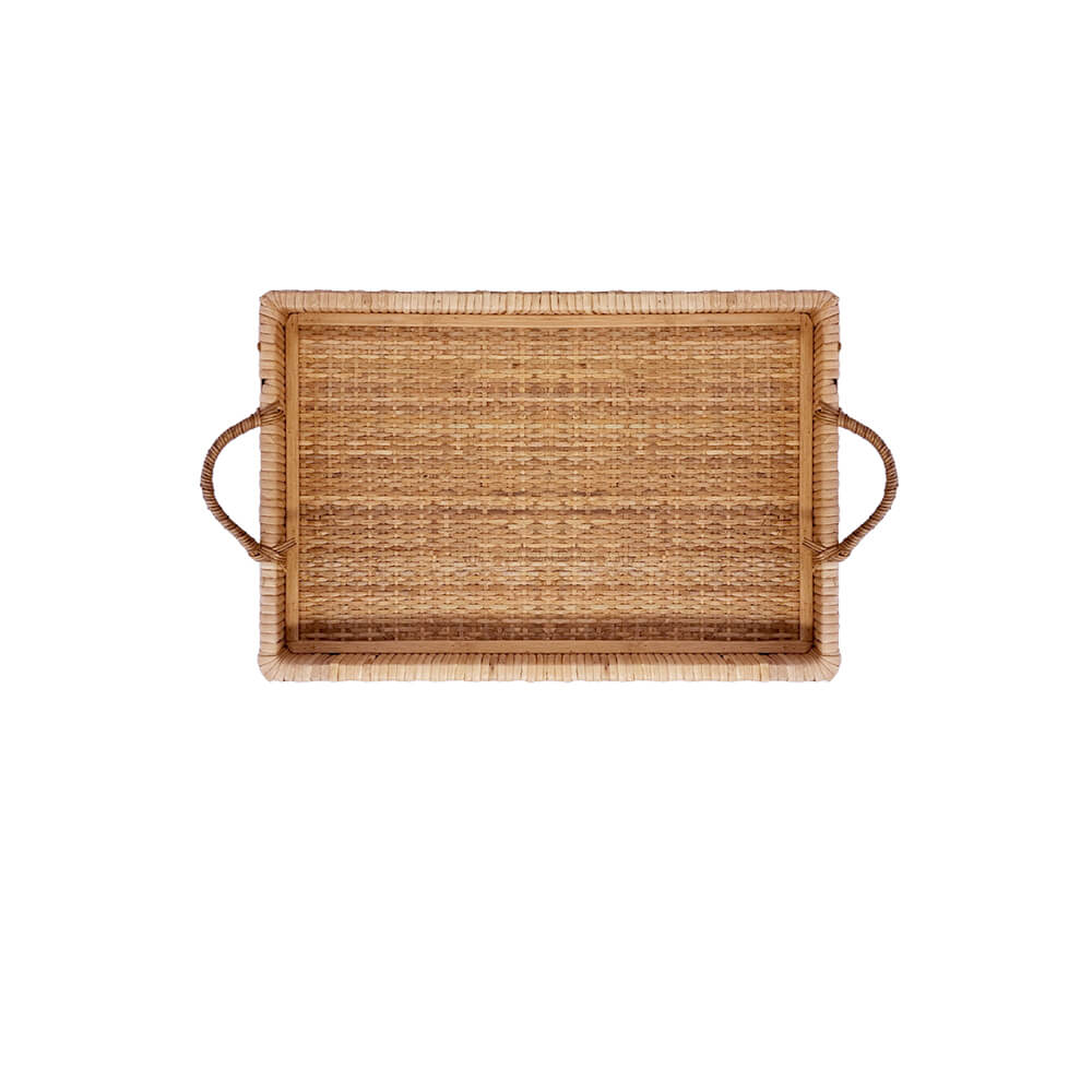 BANDEJAS EM MADEIRA E FIBRA RATTAN COUNTRY P 40CM