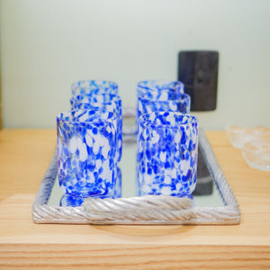 BANDEJA COM ESPELHO CORDA PRATA 52 X 26,5 X 5,5 CM