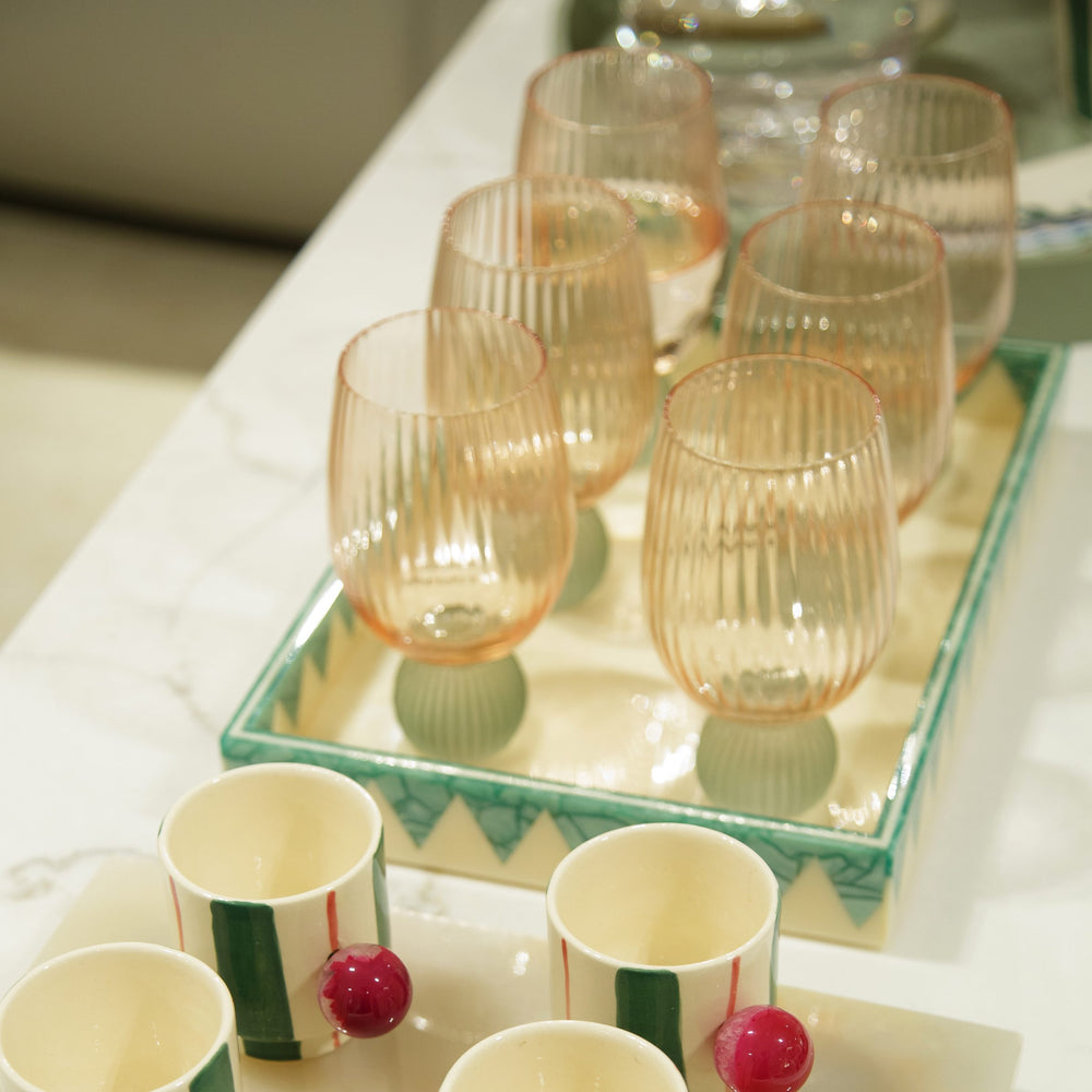 BANDEJA MOSAICO SOLARIS MARFIM E VERDE 33x23CM