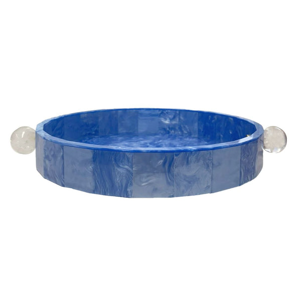 BANDEJA REDONDA CRISTAL AZUL 34CM