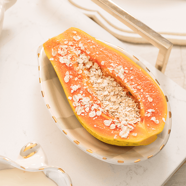 Bowl Cerâmica Artesanal Mamão Verde e Ouro