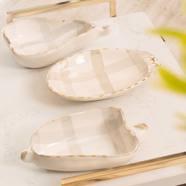 Bowl Cerâmica Artesanal Mamão Verde e Ouro