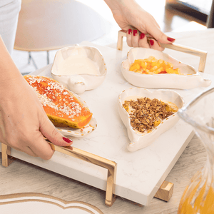 Bowl Cerâmica Artesanal Mamão Verde e Ouro