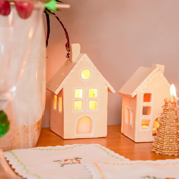 PORTA VELA CASINHA CERÂMICA ARTESANAL M