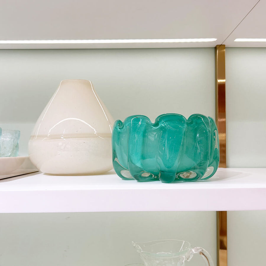 VASO DE VIDRO BAIXO JADE  12 x 10(h) cm