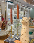 VASO CERÂMICA ARTESANAL COM OURO BEGE LEOPARDO G
