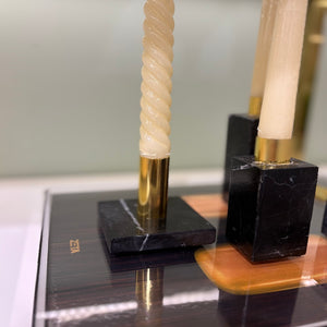 CASTIÇAL DE MÁRMORE SQUARE PRETO 8 X 8 X 7,5(H) CM