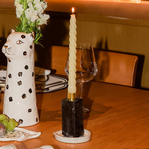 CASTIÇAL DE MÁRMORE PRETO 4,5 X 4,5 X 13,5(H) CM