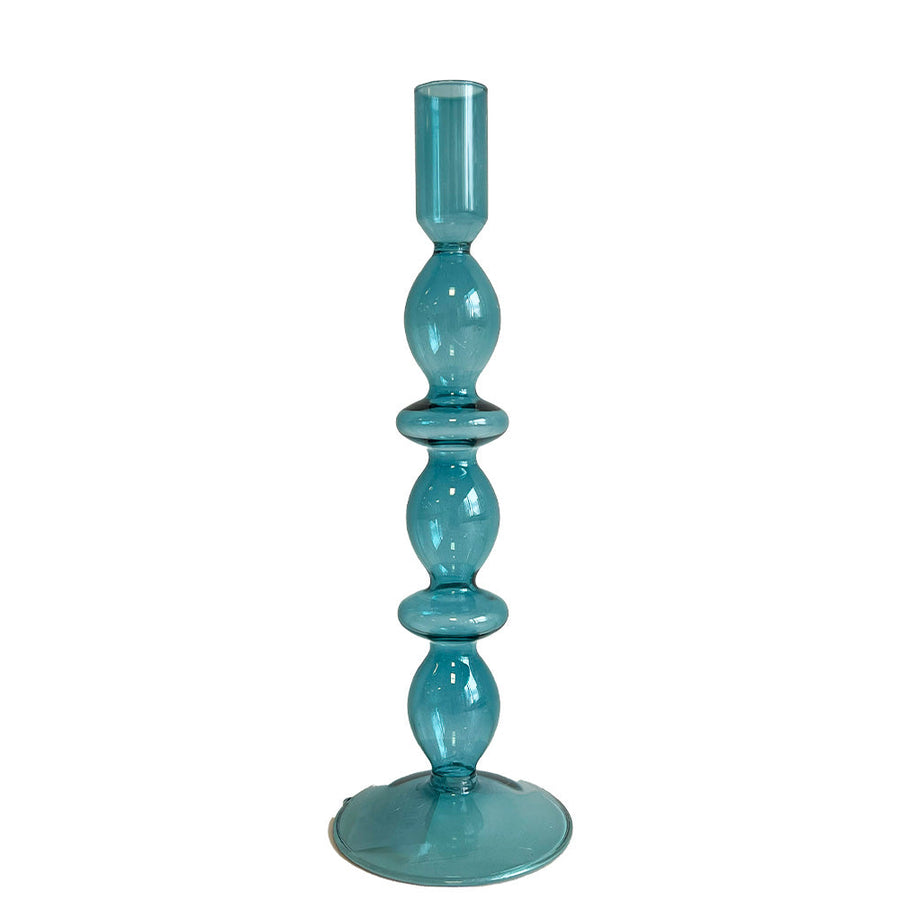 CASTIÇAL DE VIDRO JOY AZUL TURQUESA  9 X 26,5(H) CM