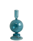CASTIÇAL DE VIDRO BUBBLE AZUL CLARO 9 X 18,5(H) CM