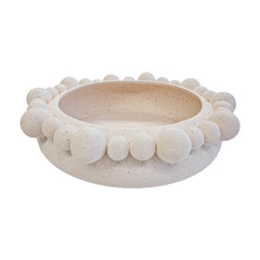 CENTRO DE MESA EM CERÂMICA ESFERAS MARFIM 35CM