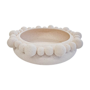 CENTRO DE MESA EM CERÂMICA ESFERAS MARFIM 35CM