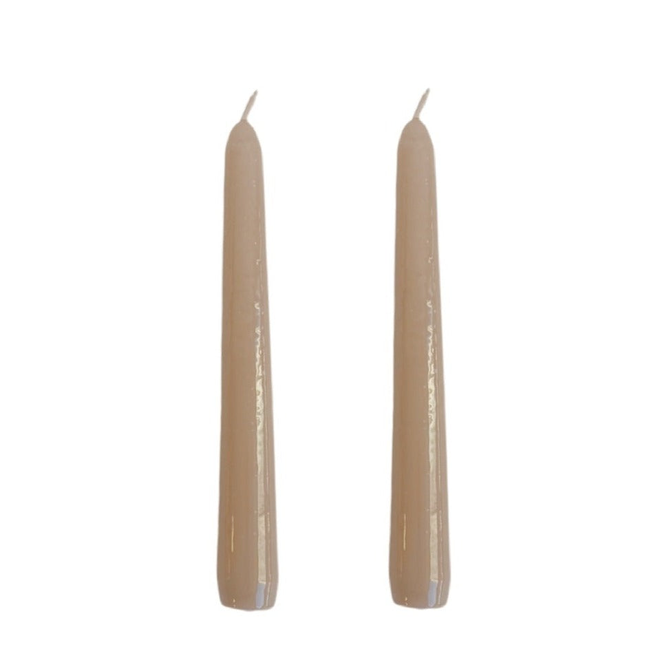 VELAS PARA CASTIÇAL CÔNICA BEGE  18 CM - 02 UNIDADES