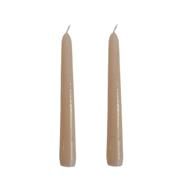 VELAS PARA CASTIÇAL CÔNICA BEGE  18 CM - 02 UNIDADES
