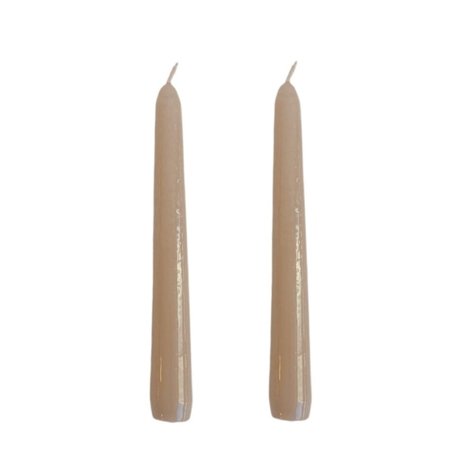 VELAS PARA CASTIÇAL CÔNICA BEGE  18 CM - 02 UNIDADES