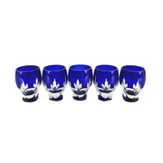 SET DE 5 COPINHOS DE LICOR DE CRISTAL AZUL VINTAGE