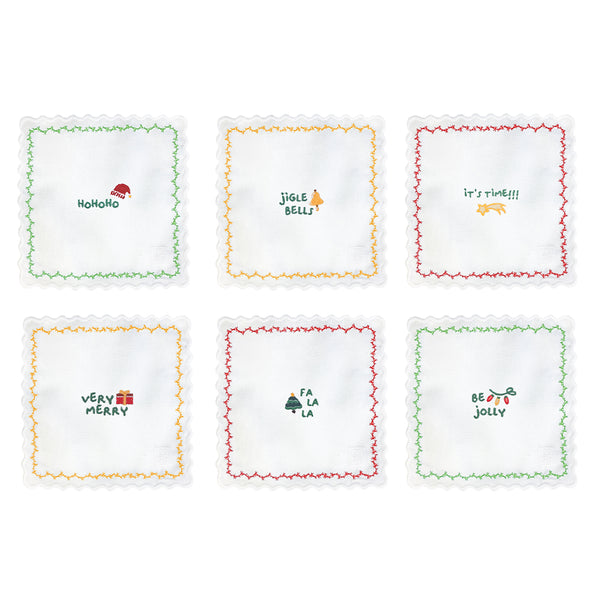 SET GUARDANAPO DE COQUETEL DE LINHO NATAL 6 UN