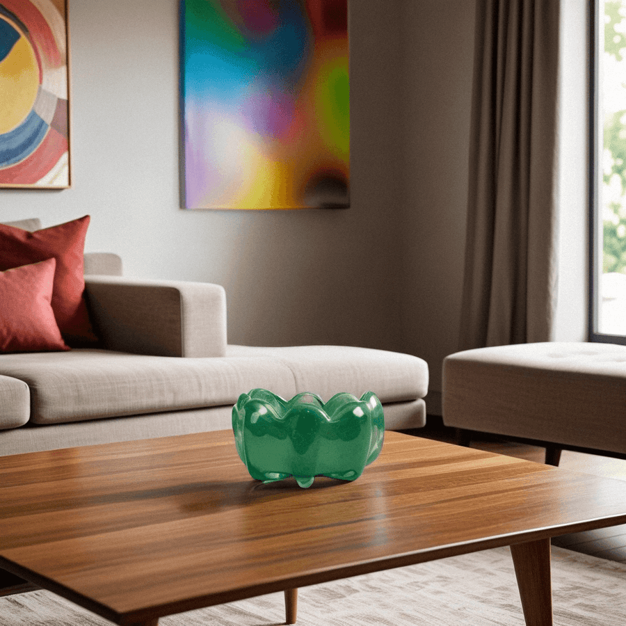 VASO DE VIDRO BAIXO JADE  12 x 10(h) cm
