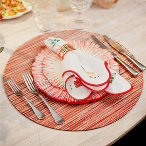 JOGO AMERICANO DE FIBRA NATURAL SHINE REDONDO VERMELHO 43 CM