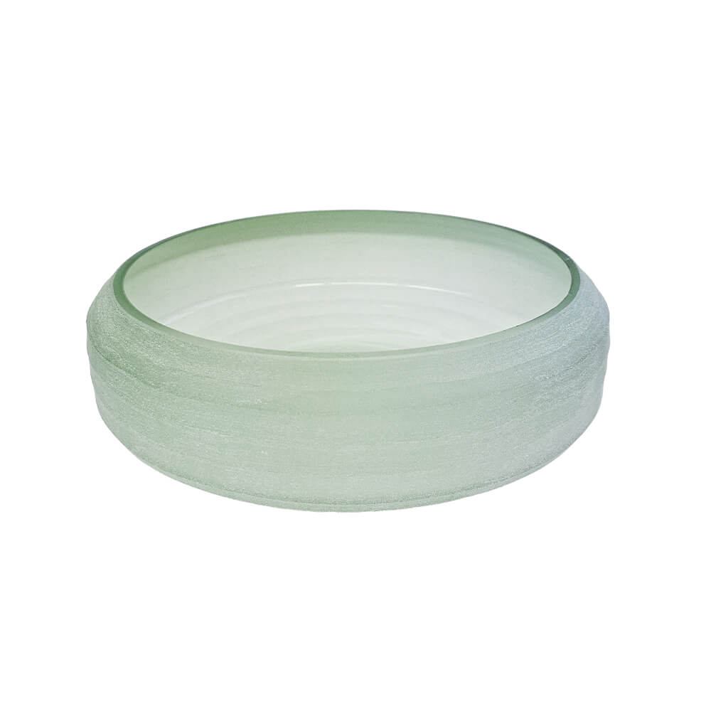 CENTRO DE MESA EM VIDRO FOSCO CELADON