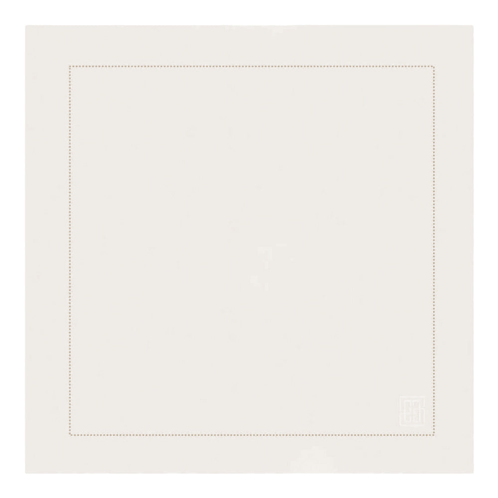 GUARDANAPO DE LINHO PURO BARRA LARGA PREMIUM MARFIM 55X55 CM