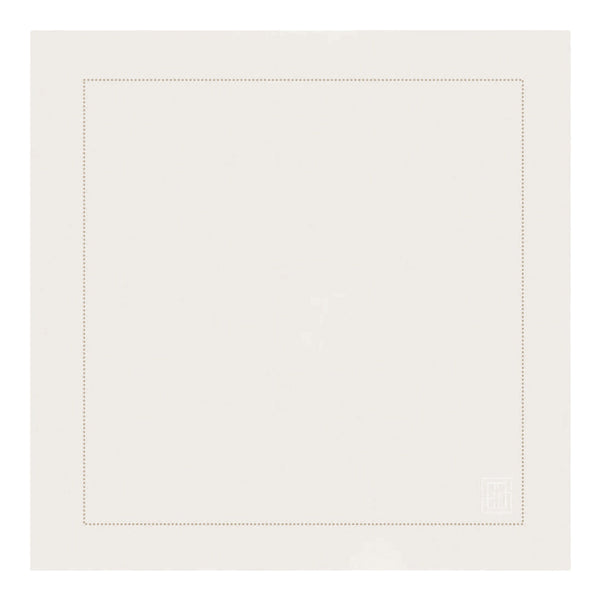 GUARDANAPO DE LINHO PURO BARRA LARGA PREMIUM MARFIM 55X55 CM