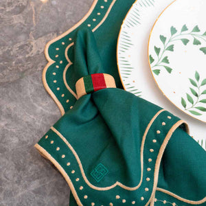 JOGO AMERICANO LINHO PURO ÁRVORE DE NATAL VERDE