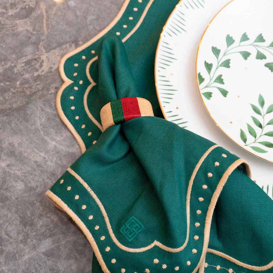 GUARDANAPO LINHO PURO ÁRVORE DE NATAL VERDE