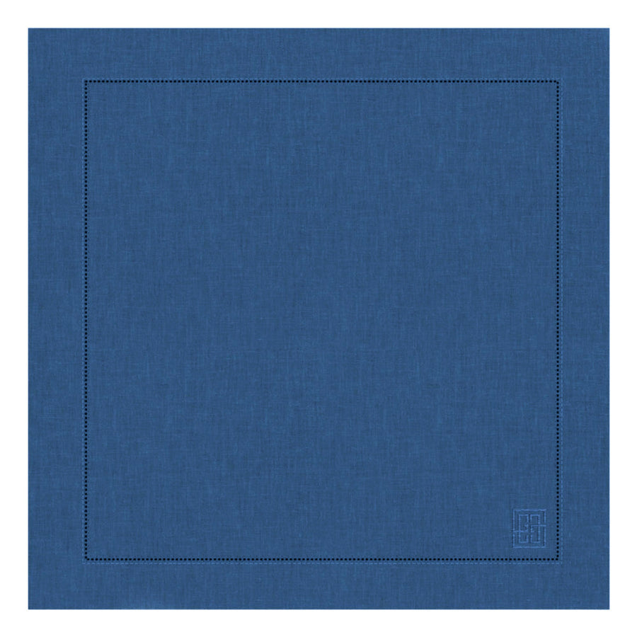 GUARDANAPO LINHO PURO BARRA LARGA PREMIUM AZUL JEANS 55X55 CM