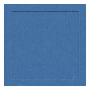 GUARDANAPO DE LINHO PURO BARRA LARGA PREMIUM AZUL 55X55CM