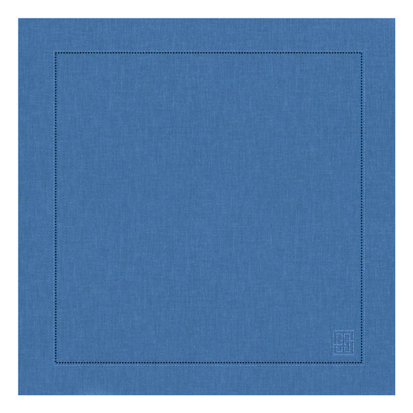 GUARDANAPO DE LINHO PURO BARRA LARGA PREMIUM AZUL 55X55CM