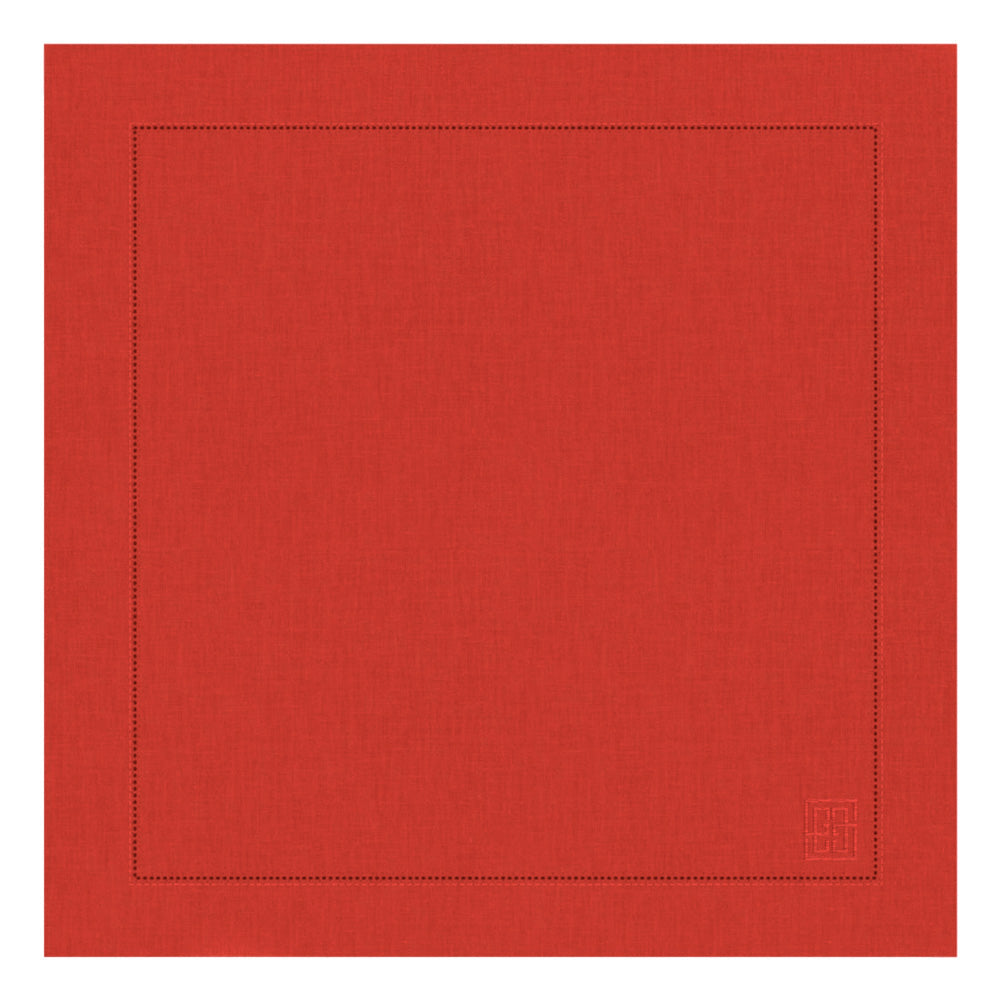 GUARDANAPO DE LINHO PURO BARRA LARGA PREMIUM VERMELHO 55X55CM