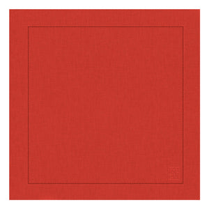 GUARDANAPO DE LINHO PURO BARRA LARGA PREMIUM VERMELHO 53,5X53,5CM