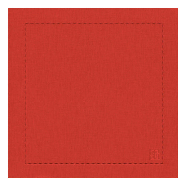 GUARDANAPO DE LINHO PURO BARRA LARGA PREMIUM VERMELHO 53,5X53,5CM